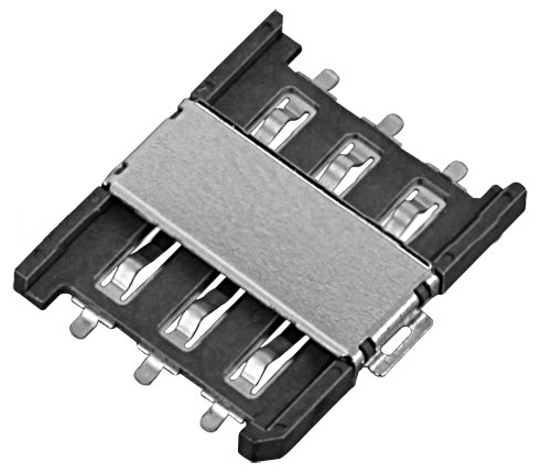 Złącze nano SIM 6-pin SMD wsuwane z pinami lok.