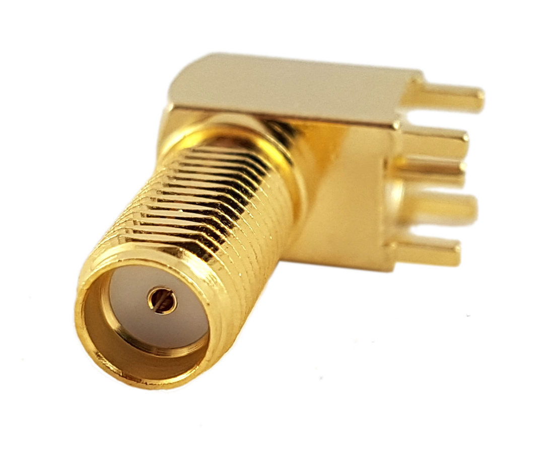 Złącze SMA (f) kątowe do druku długi gwint 11.4mm
