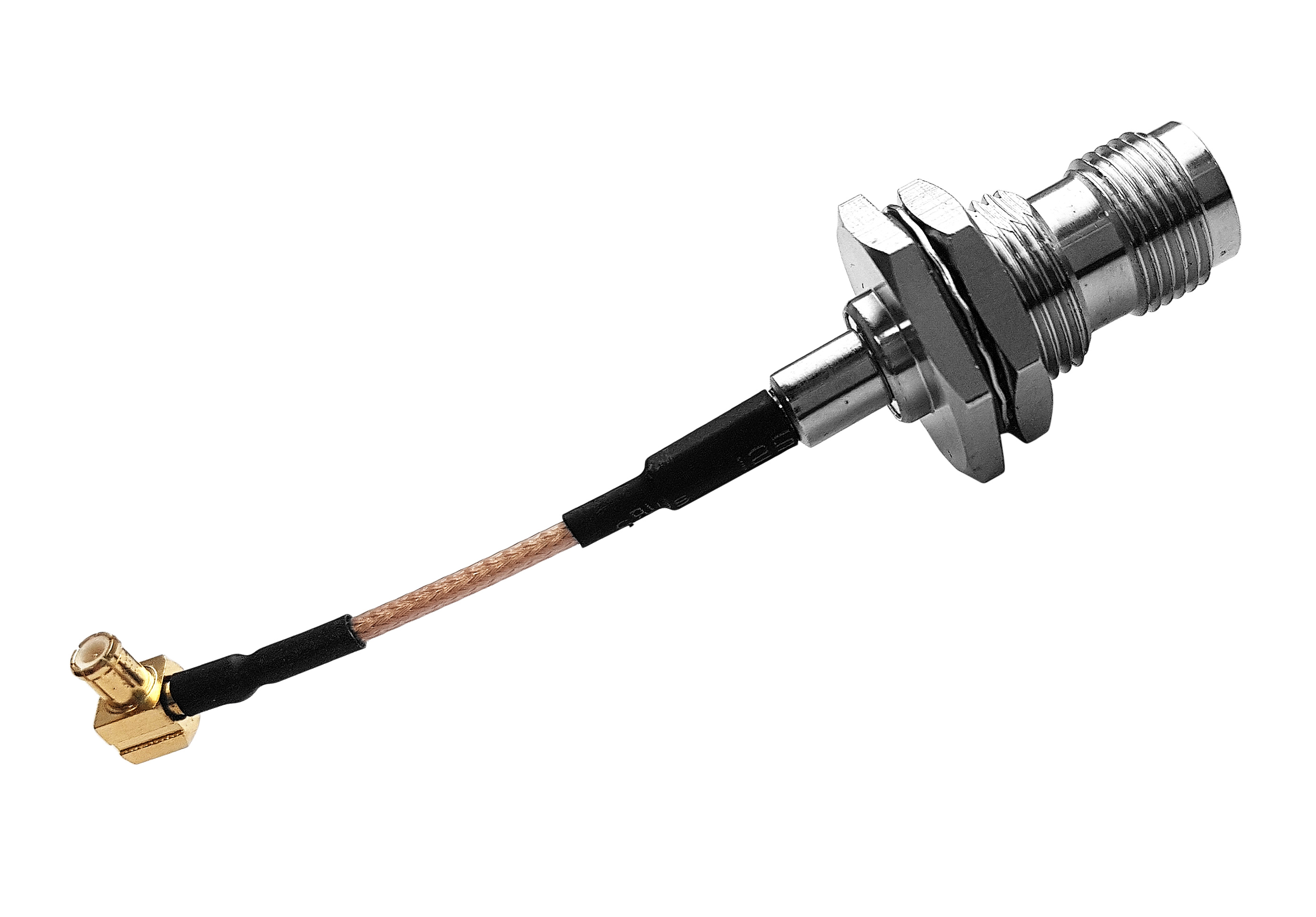 Przewód MCX kątowy męski - TNC żeński 60mm RG178