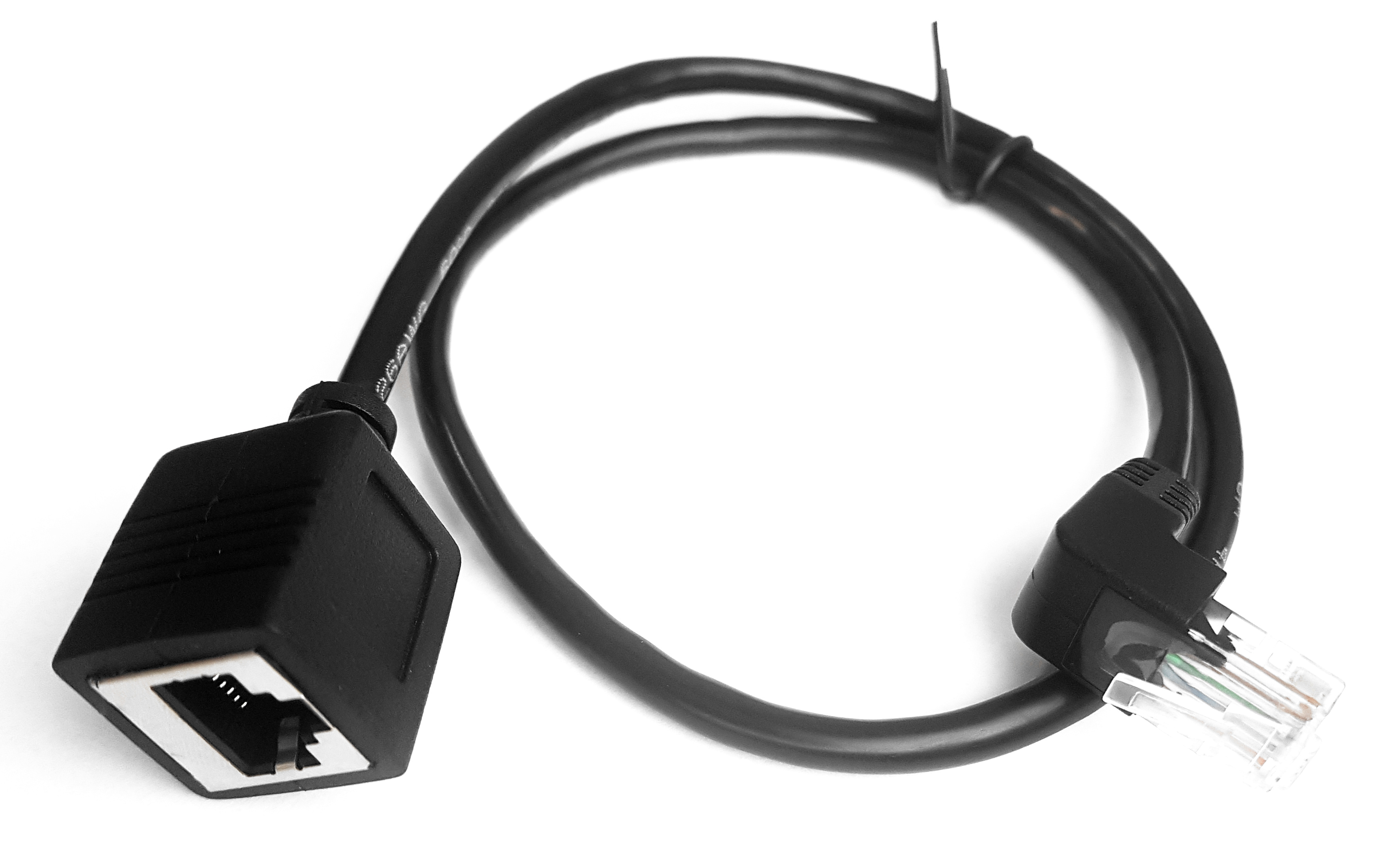 Przewód RJ45 (m) kątowy - RJ45 (f) cat 5e UTP 0.5m