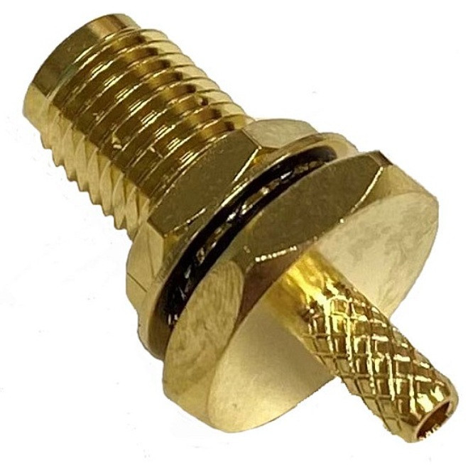 Złącze SMA(f) bulkhead zacisakne dla kabli RG174